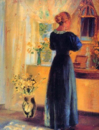 Anna Ancher Young Girl in front of Mirror china oil painting image
